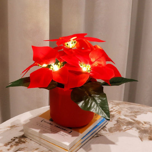 Artificial Poinsettia LED Decoration - Holiday Hobby Shop